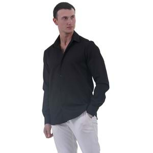 Black Soft Collar Men's Shirt