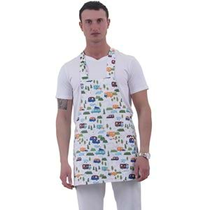 Colorful Caravan Printed Double Pocket Apron for Chef