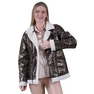 Brown Leopard inside Fur Women's Coat