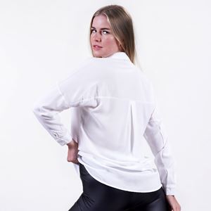 White Solid Monocolor Viscose Women's Long Shirt