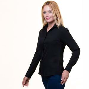 Basic Black Plain Long Sleeved Women's Shirt