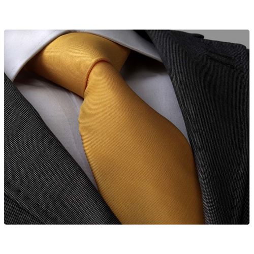 Güneş Sarı Kendinden Çizgili El İşi Kravat