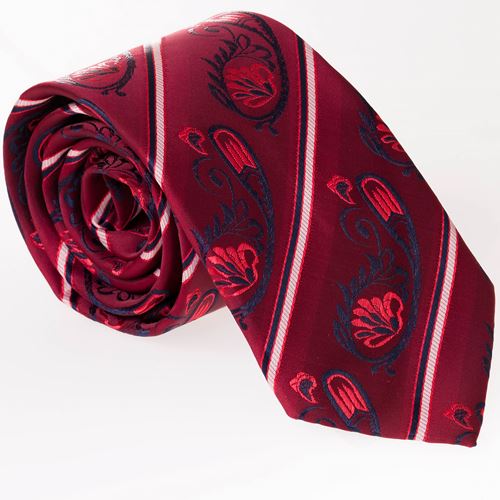 Burgundy Navy Paisley Designer Necktie