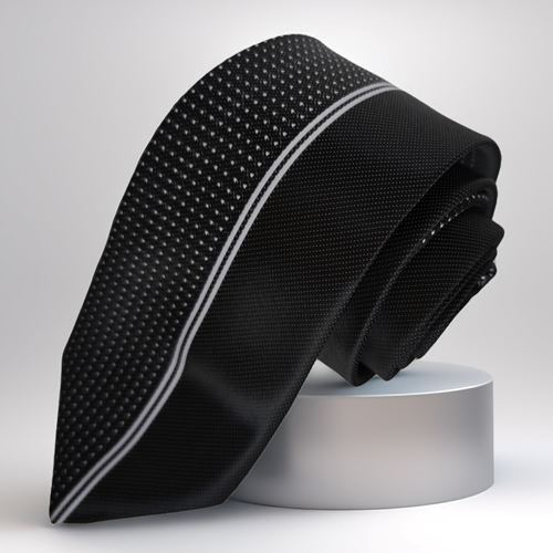 Black Polka Dot Half Simple Custom Cut Italian Tie