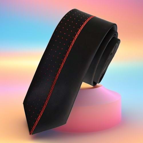 Red Polka Dot Special Design Panel Cut Slim Fashion Slim Tie