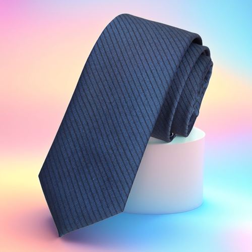Indigo Blue Striped Jacquard Woven Slim Fashion Slim Tie
