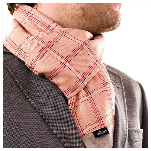 Salmon Red % Black Plaid Mens Scarf