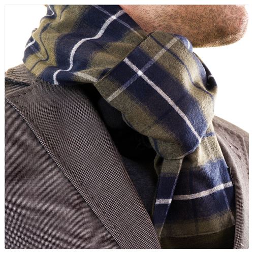 Gray Navy Plaid Mens Scarf