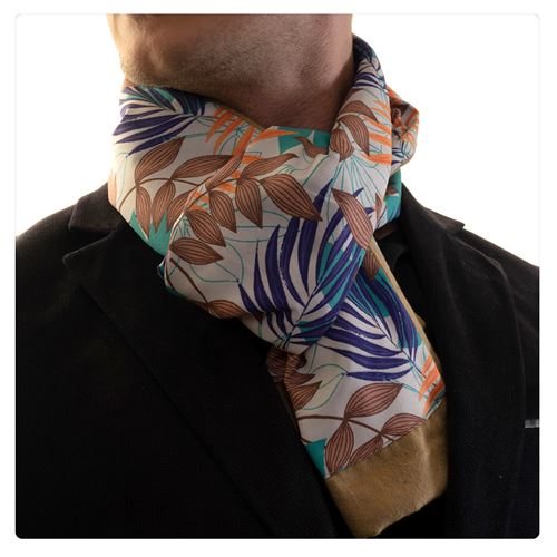Beige Purple Paisley Printed Mens Scarf