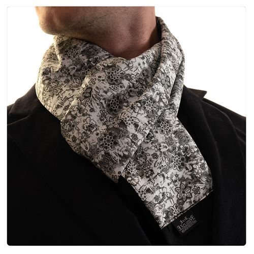 White Black Floral Designer Mens Scarf