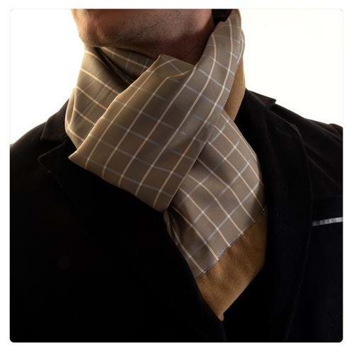 Beige Blue Plaid Mens Scarf