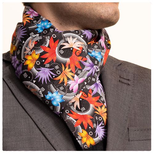 Black Colorful Floral Mens Scarf