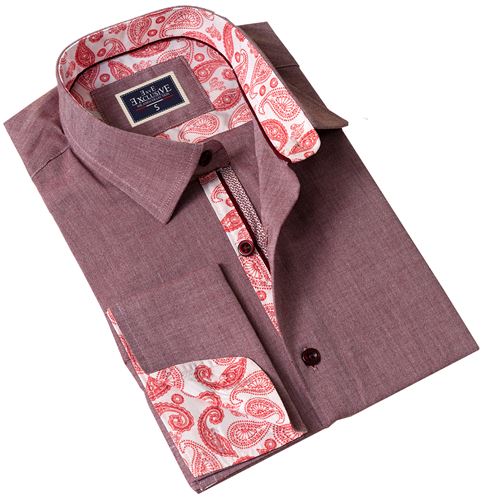 Burgundy Oxford inside Paisley French Cuff Shirt