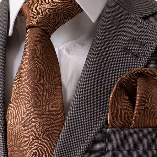 Bronze Designer Tie Pocket Square Set