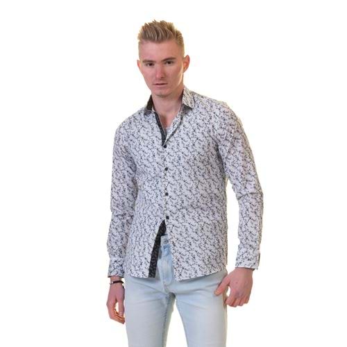 White Gray Floral Men's Shirt