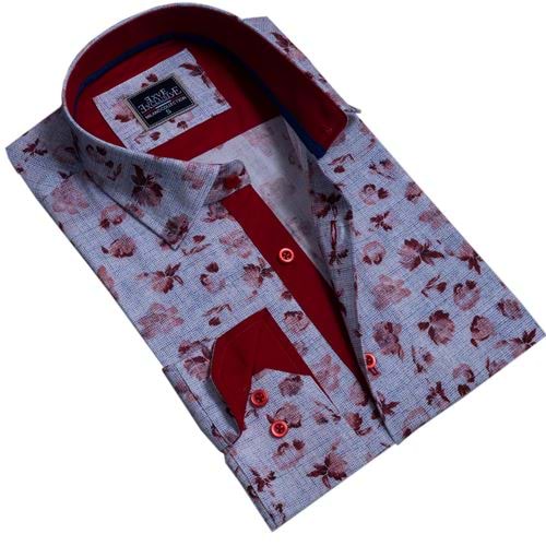 Blue Red Floral Men's Shirt