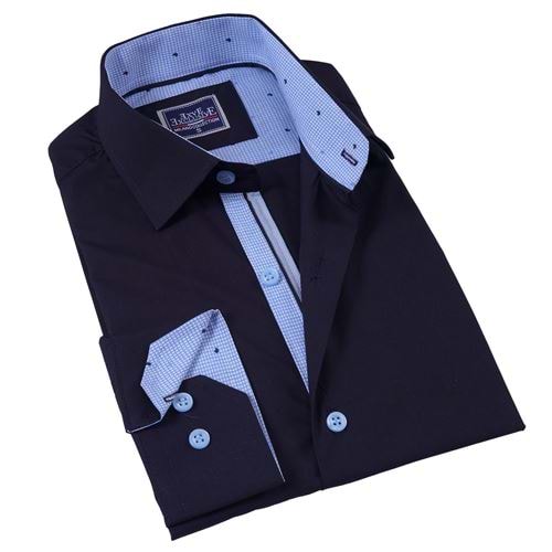 Navy Contrast Collar inside and Cuff Men's Shirt