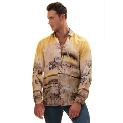 Zebra and Madacascar Forest Style Designer Men's Shirt