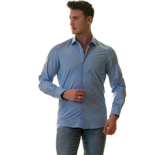 Sky Blue Plain Smart Men's Shirt
