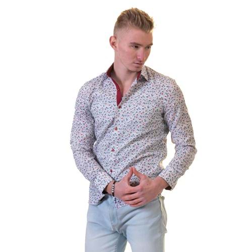 Blue Red Floral Printed Men's Shirt