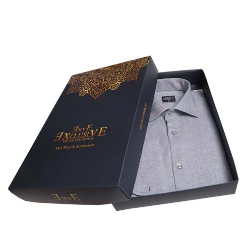 Gray Herringbone French Cuff Shirt