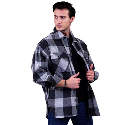 Black and Gray Gingham Checkered Over Size Lumberjack Shirt