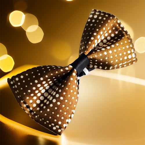 Brown White Polka Dot Bowtie