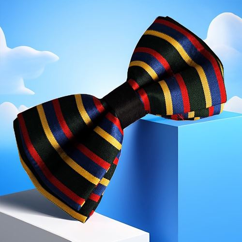 Black Colorful Striped Bowtie