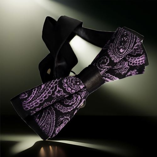 Purple Black Paisley Bowtie