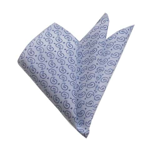 White Blue Paisley Pocket Square