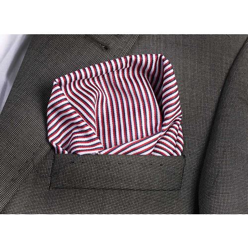 Kırmızı Siyah Beyaz Çizgili Yaka Cep Mendili