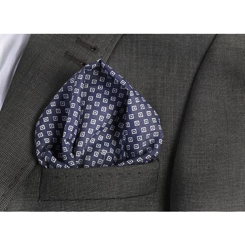 Mavi Beyaz Kare Desen Yaka Cep Mendili