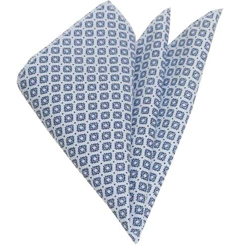 White Blue Cotton Pocket Square
