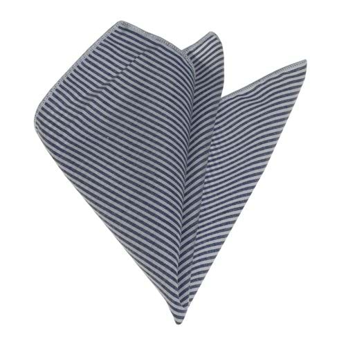 Blue White Striped Pocket Square