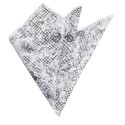 White with Black Paisley Designer Pocket Square