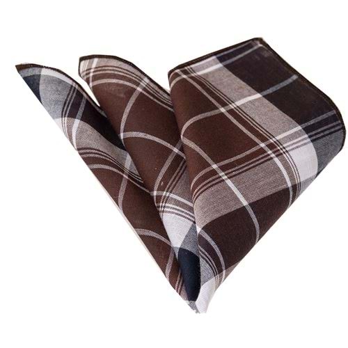 Brown Beige Plaid Pocket Square