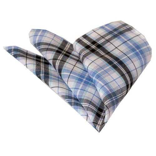 Blue White Black Plaid Check Breathable Cotton Handkerchief
