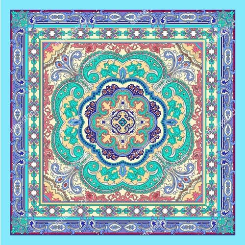 Turquoise Printed Special Cut Pocket Square