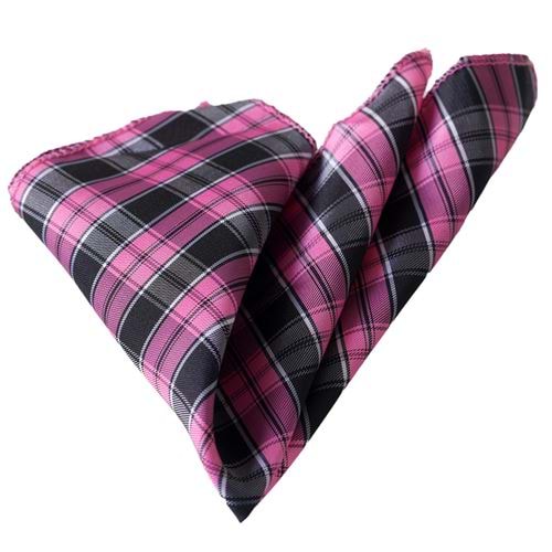 Pink Black Squared Pep Fabric Pocket Square