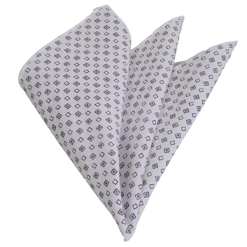 Navy Geometric Cotton Pocket Square