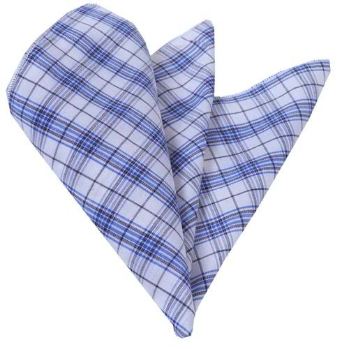 Blue and White Plaid Pocket Square