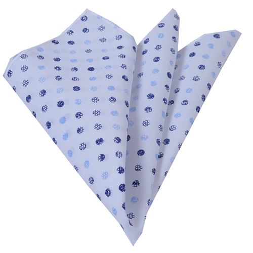White Blue Navy Geometric Pocket Square