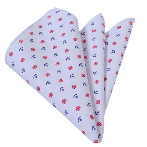 White Red Navy Sailor Pocket Square