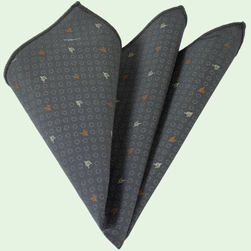 Geometric Printed Olive Pocket Square
