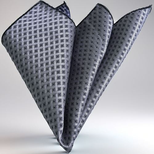 Gray with Navy Polka Dot Jacquard Pocket Square