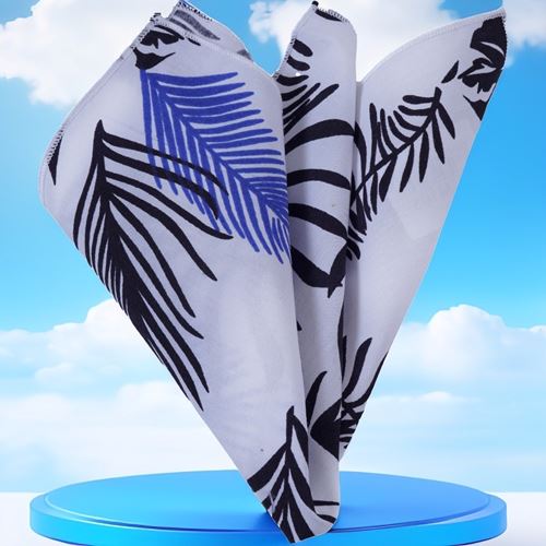 Blue White Hawiian Pocket Square