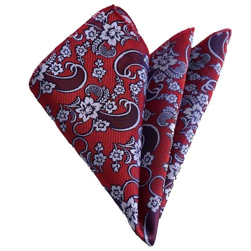 Burgundy Red Paisley Pocket Square