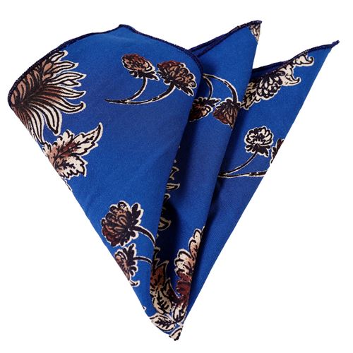 Blue Floral Natural Viscose Pocket Square