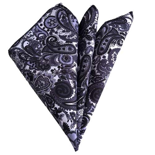 Grey Black Shawl Pattern Printed Cotton Collar Handkerchief