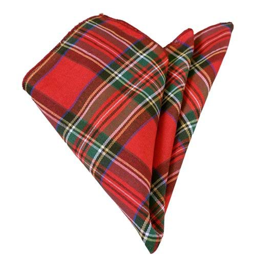 Red Green Navy Blue Scottish Plaid Cotton Collar Handkerchief